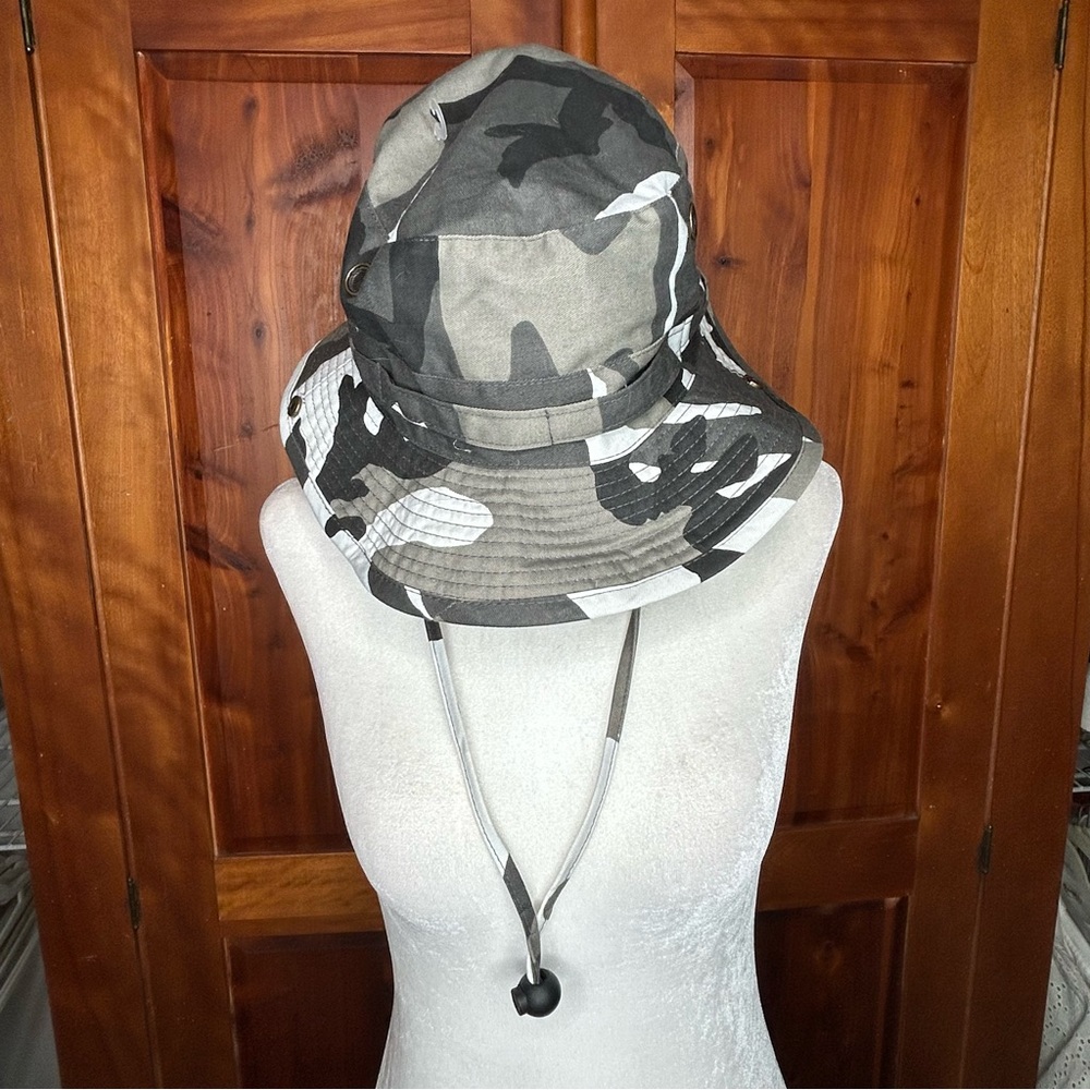 Elysiamland Camouflage Cotton Bucket Hat Fishing Hiking Camping Boonie Sun Brim